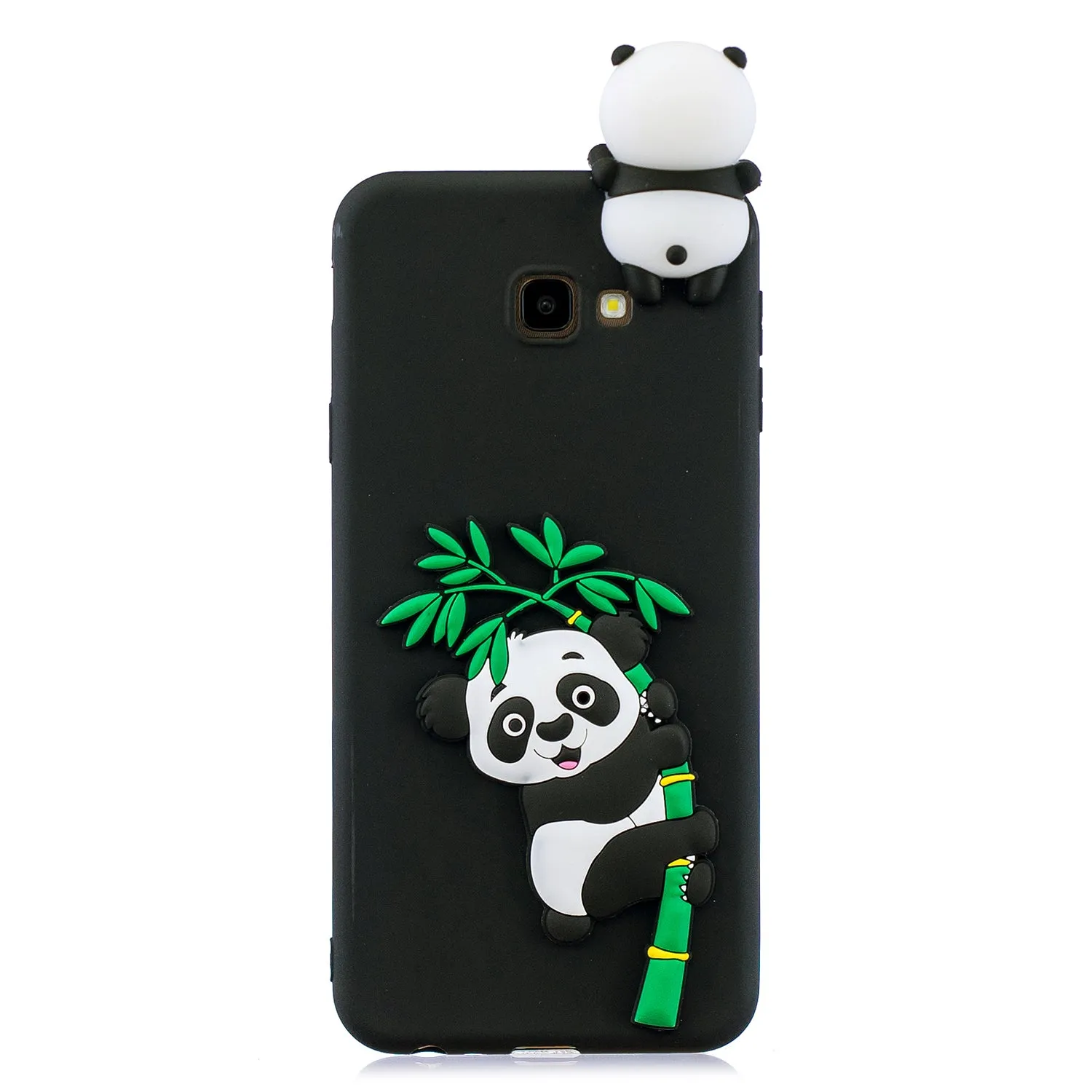 For Samsung J4 2018/J4 Plus Phone Case 3D Cartoon Panda Bamboo Cellphone Back Shell Shockproof Smartphone Cover Black