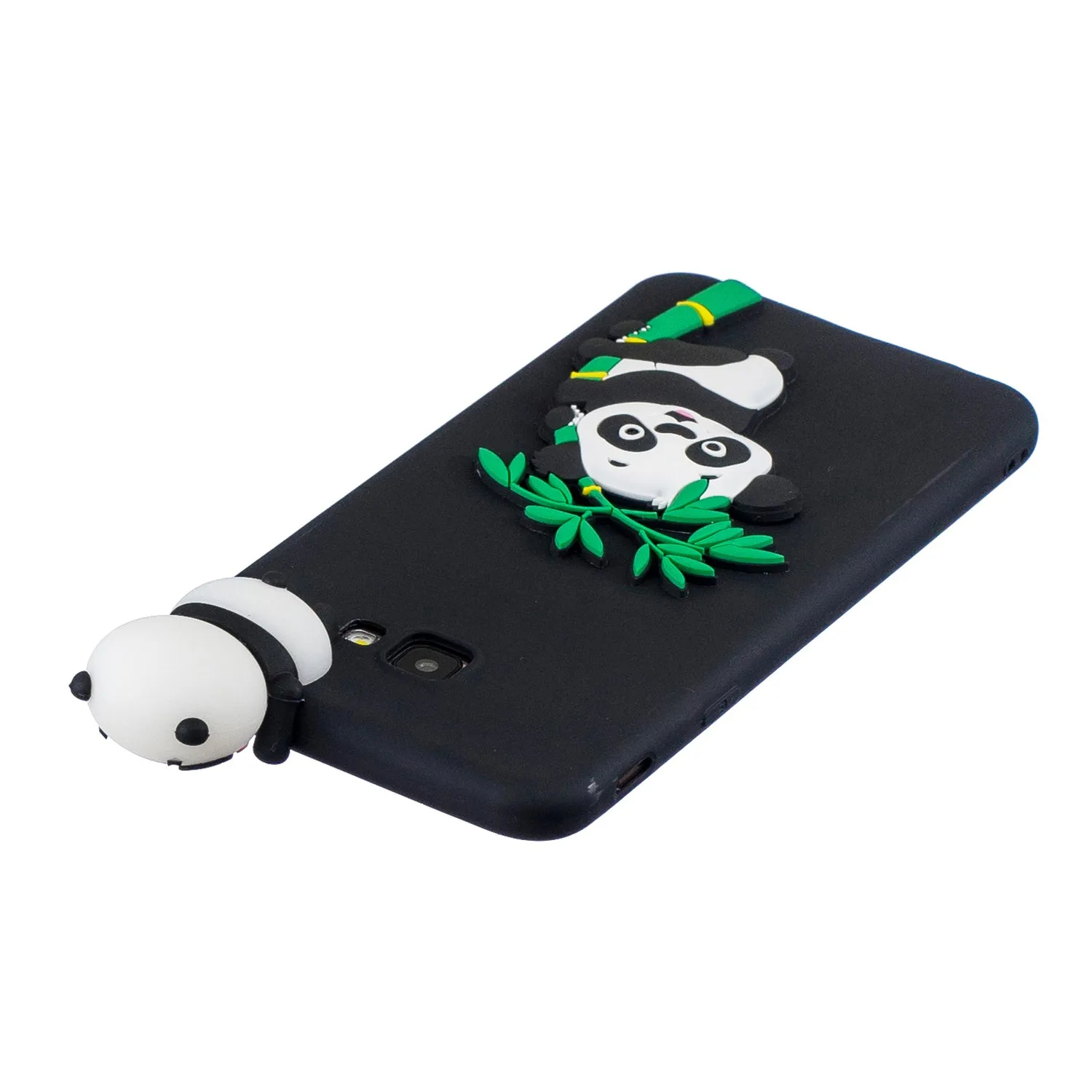 For Samsung J4 2018/J4 Plus Phone Case 3D Cartoon Panda Bamboo Cellphone Back Shell Shockproof Smartphone Cover Black