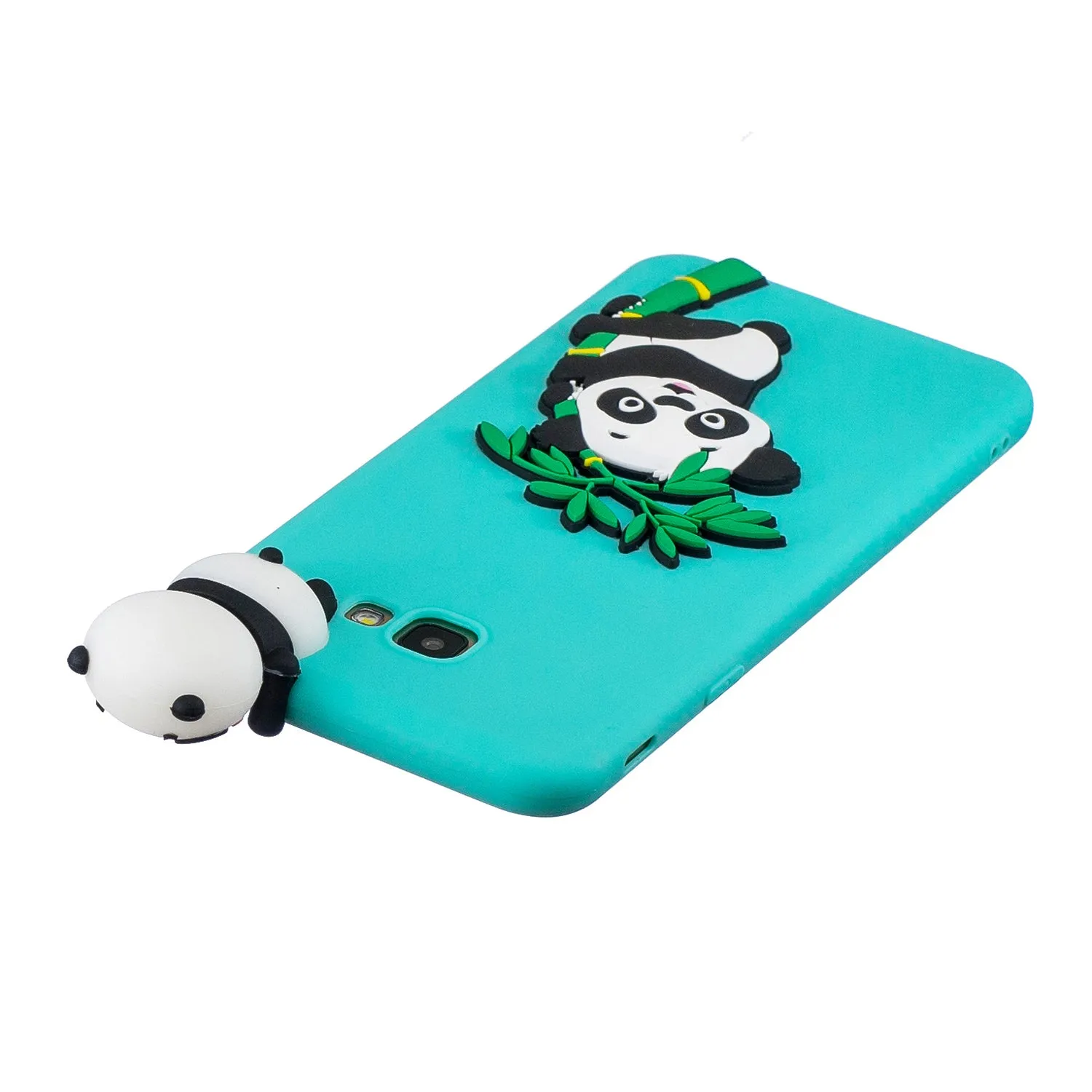 For Samsung J4 2018/J4 Plus Phone Case 3D Cartoon Panda Bamboo Cellphone Back Shell Shockproof Smartphone Cover Light blue