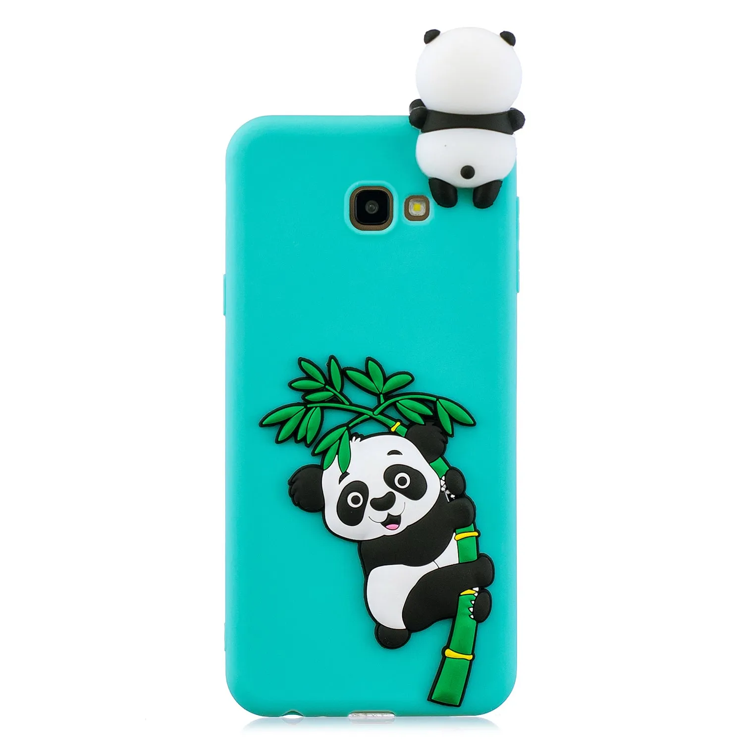 For Samsung J4 2018/J4 Plus Phone Case 3D Cartoon Panda Bamboo Cellphone Back Shell Shockproof Smartphone Cover Light blue