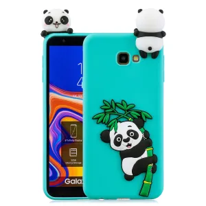 For Samsung J4 2018/J4 Plus Phone Case 3D Cartoon Panda Bamboo Cellphone Back Shell Shockproof Smartphone Cover Light blue