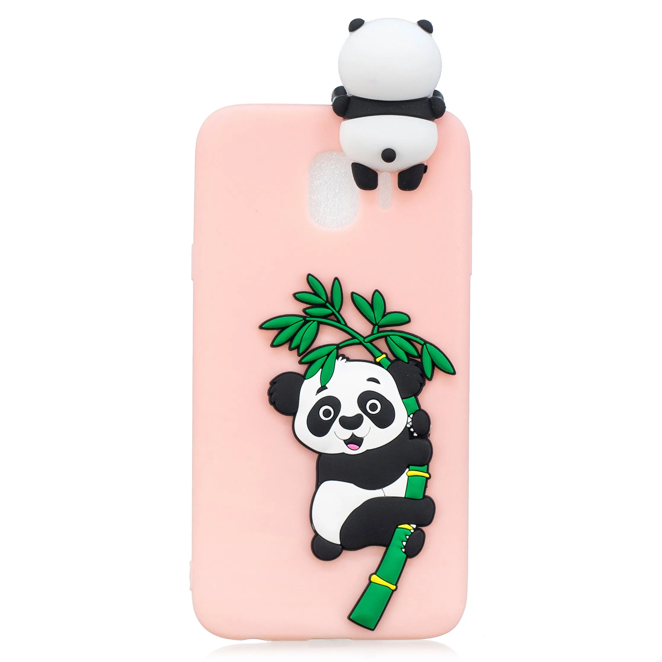 For Samsung J4 2018/J4 Plus Phone Case 3D Cartoon Panda Bamboo Cellphone Back Shell Shockproof Smartphone Cover Pink