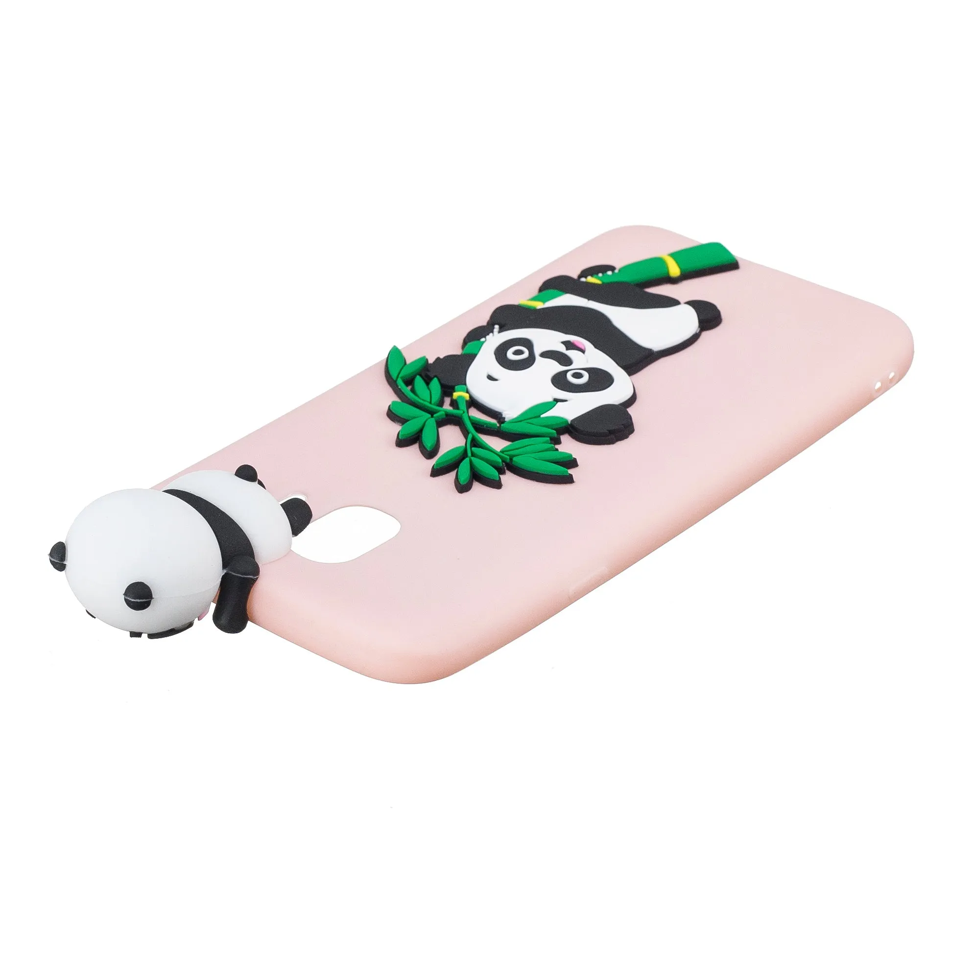 For Samsung J4 2018/J4 Plus Phone Case 3D Cartoon Panda Bamboo Cellphone Back Shell Shockproof Smartphone Cover Pink