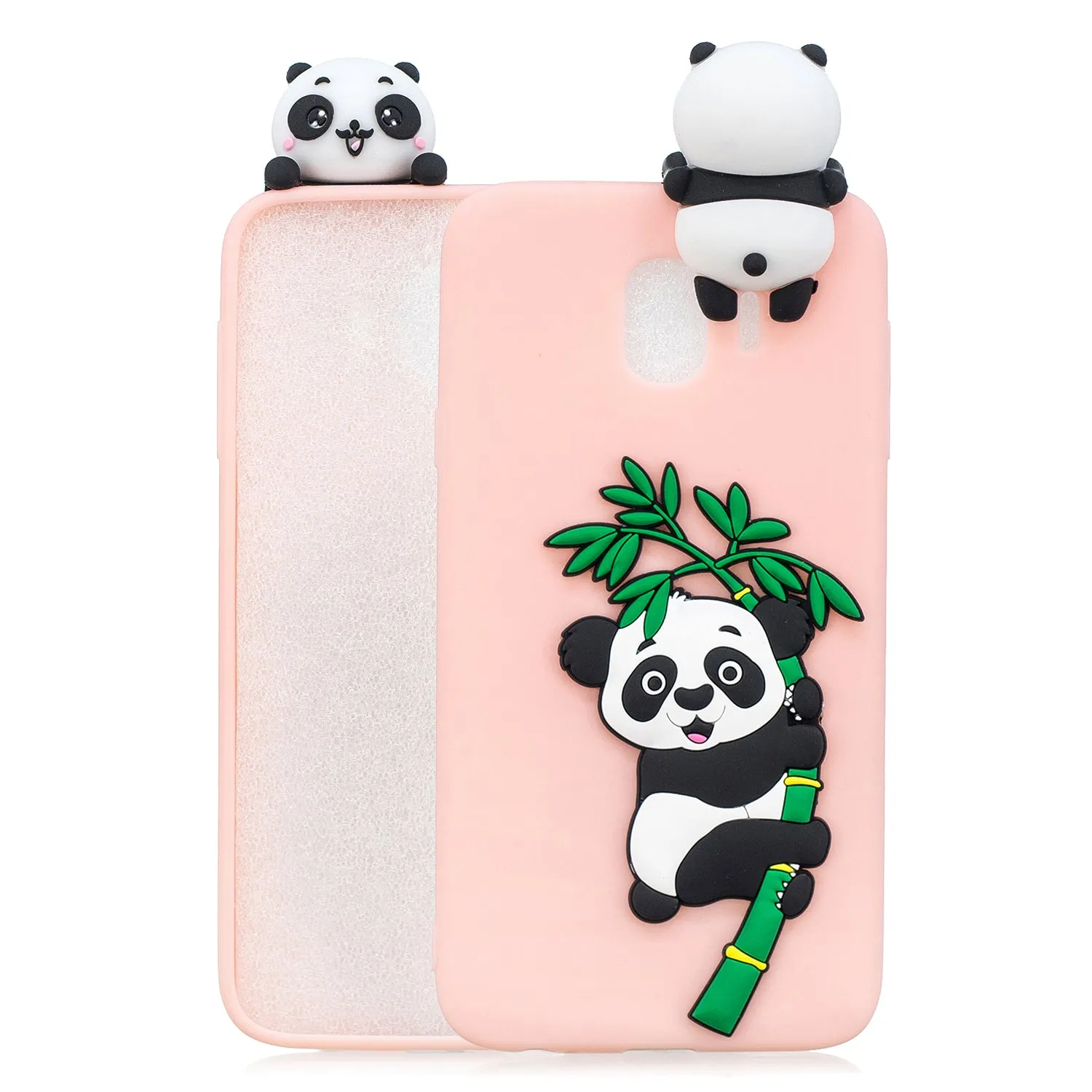 For Samsung J4 2018/J4 Plus Phone Case 3D Cartoon Panda Bamboo Cellphone Back Shell Shockproof Smartphone Cover Pink