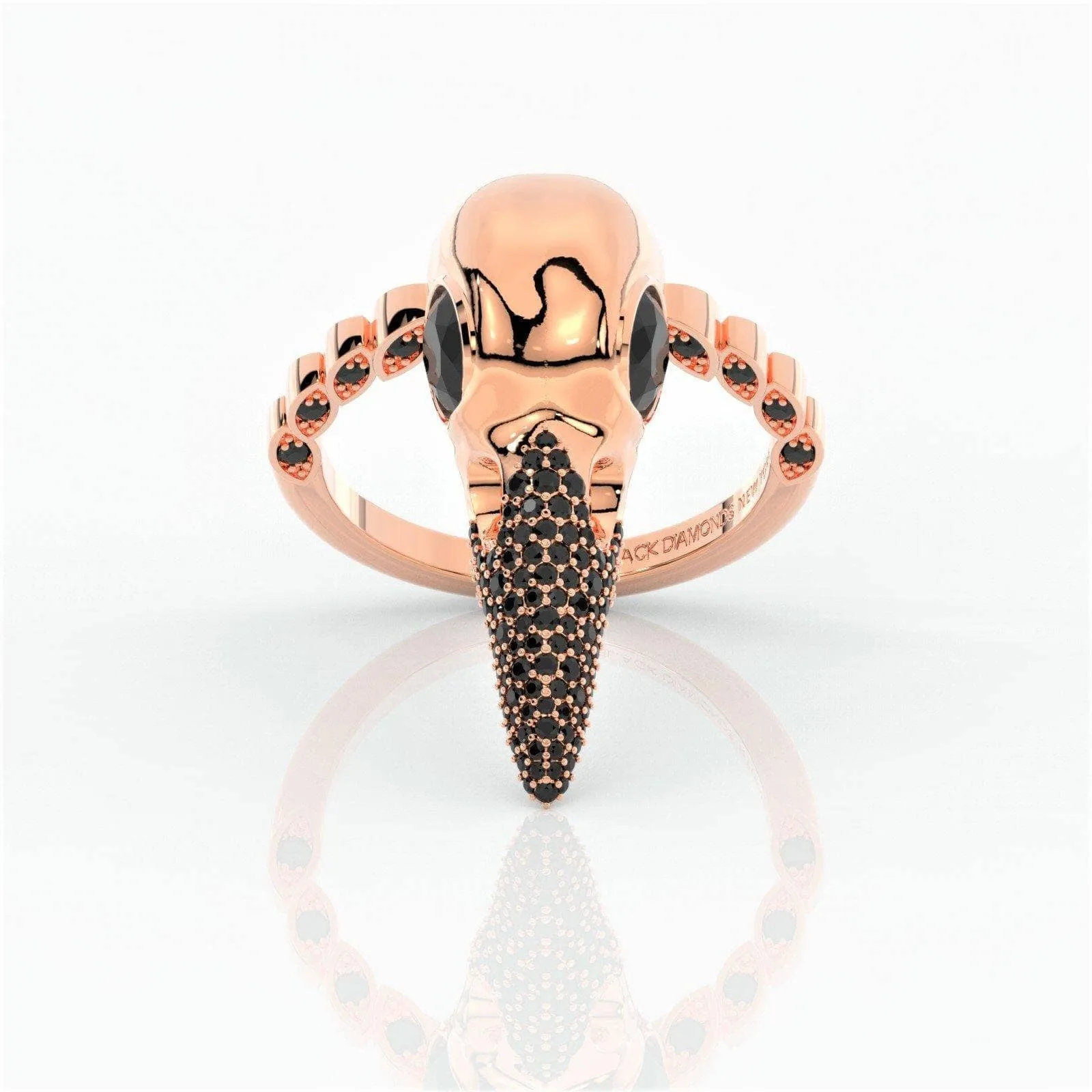 Forevermore- Paved Diamond Raven Skull Engagement Ring