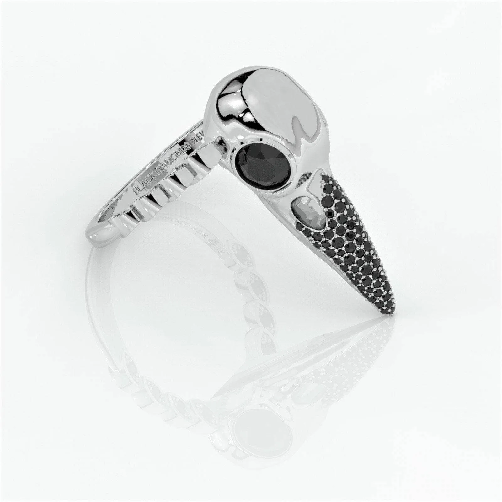 Forevermore- Paved Diamond Raven Skull Engagement Ring