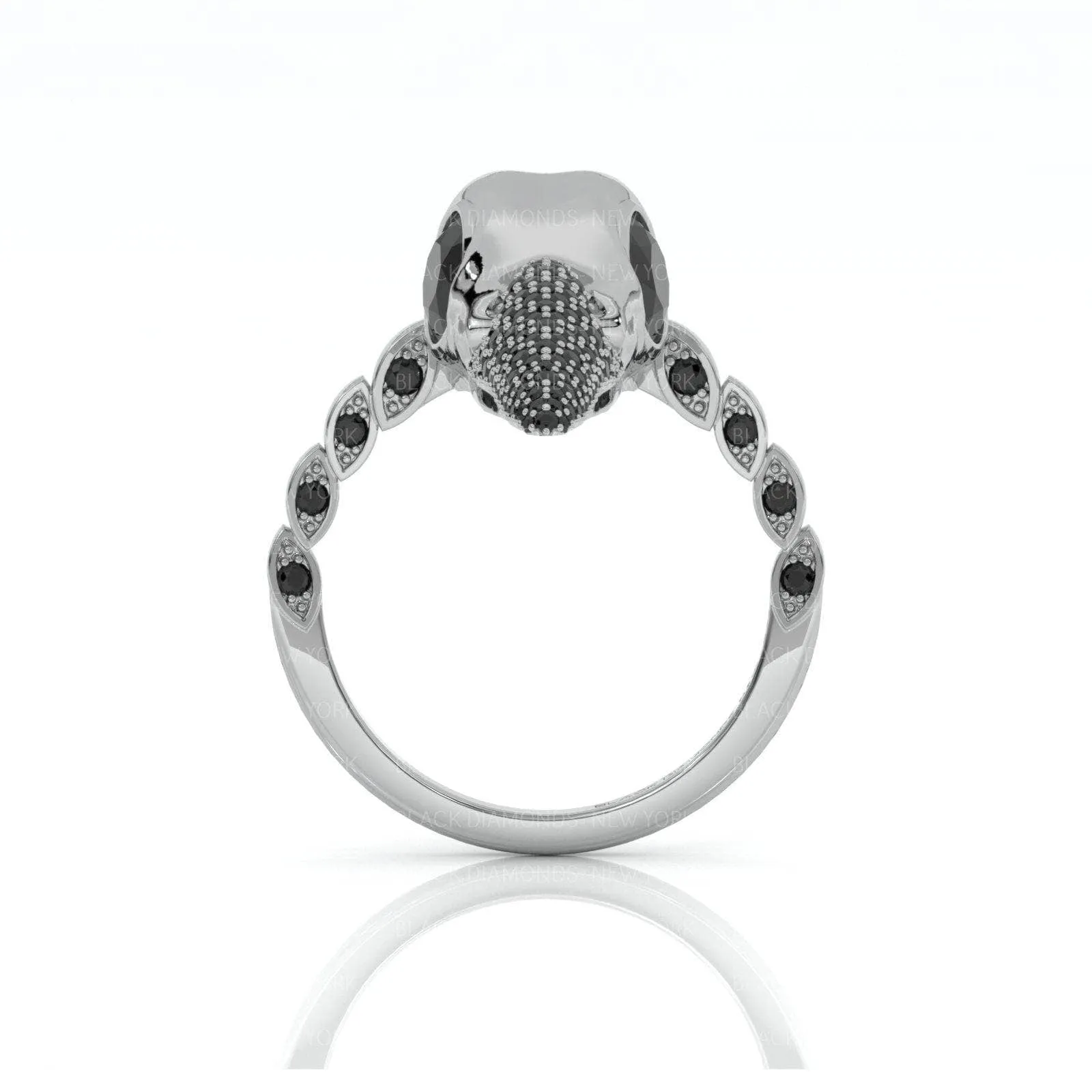 Forevermore- Paved Diamond Raven Skull Engagement Ring