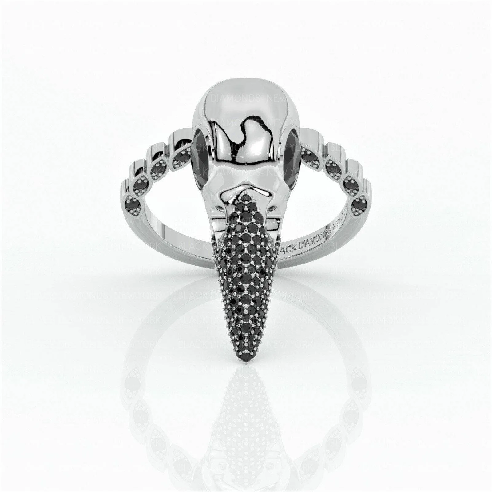 Forevermore- Paved Diamond Raven Skull Engagement Ring