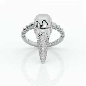 Forevermore- Paved Diamond Raven Skull Engagement Ring