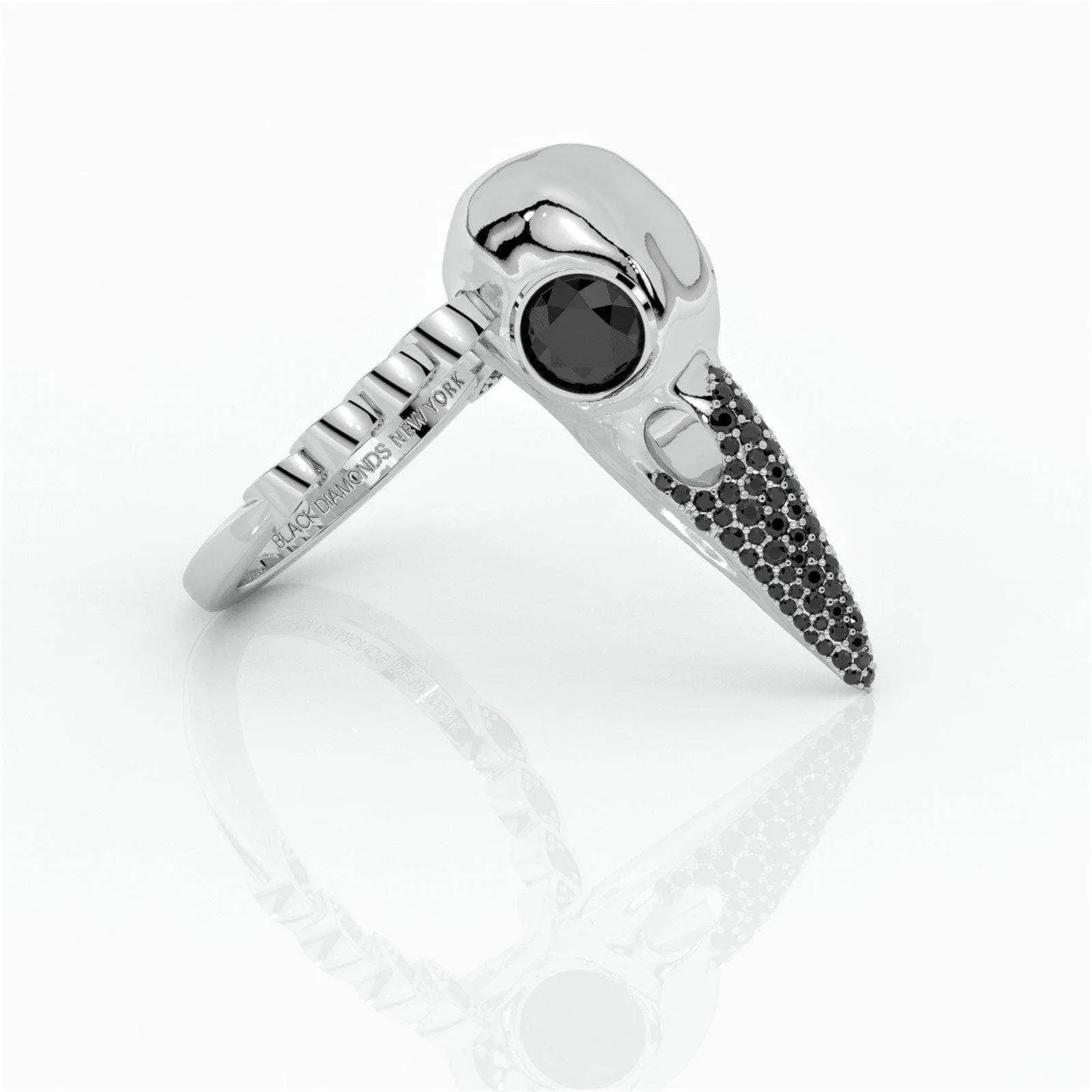 Forevermore- Paved Diamond Raven Skull Engagement Ring