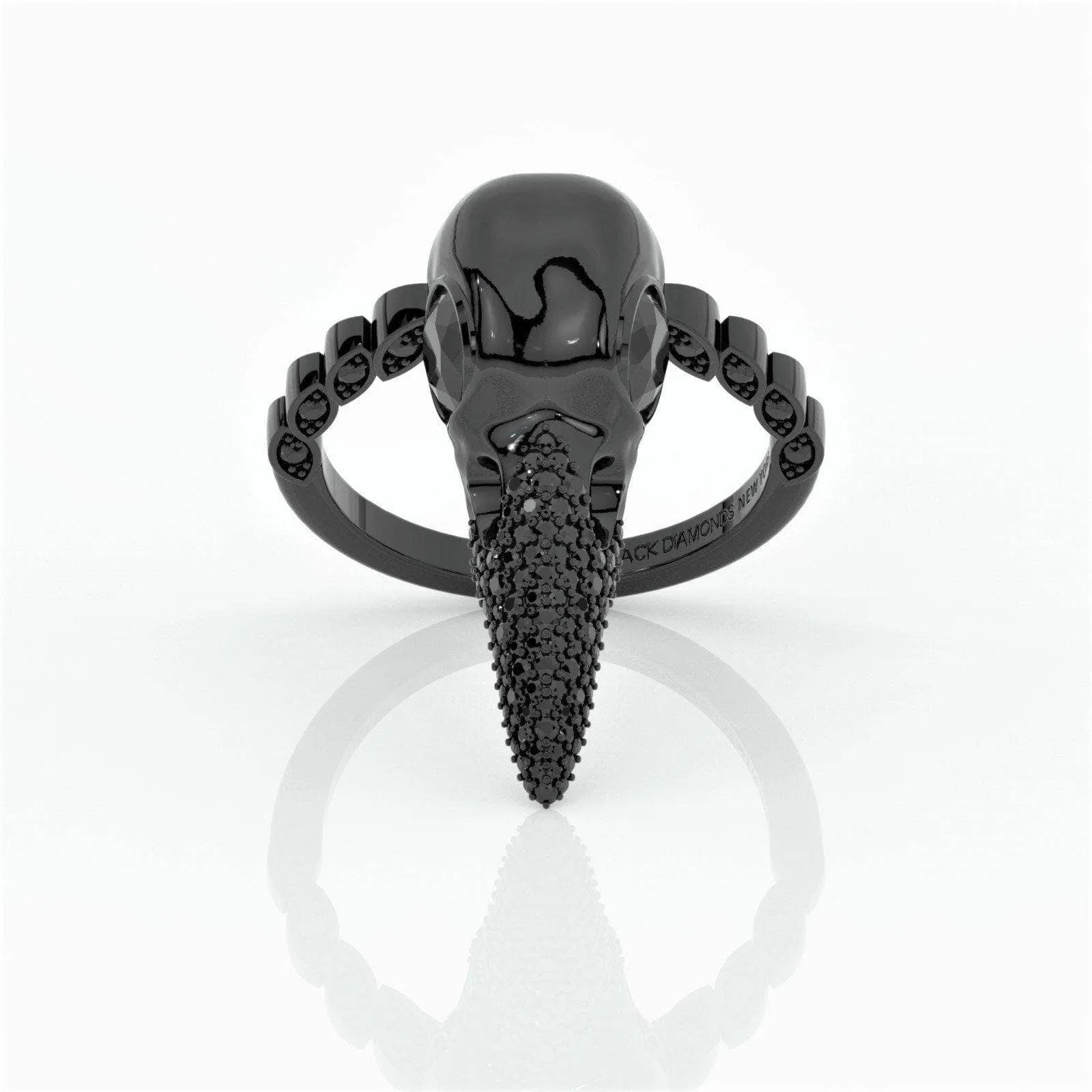Forevermore- Paved Diamond Raven Skull Engagement Ring