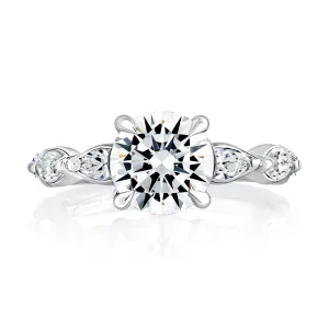 Four Prong Round Center Diamond Engagement Ring