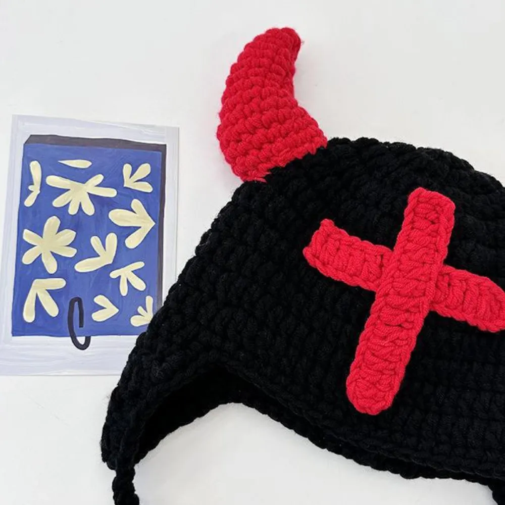 Funny Devil Horns Knitted Hat