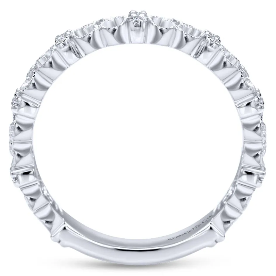 Gabriel & Co 14K White Gold Ornate Millgrain Diamond Ring