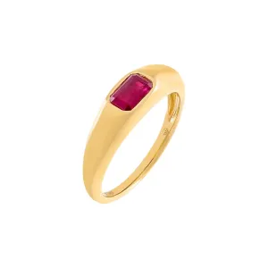 Gemstone Baguette Dome Ring 14K