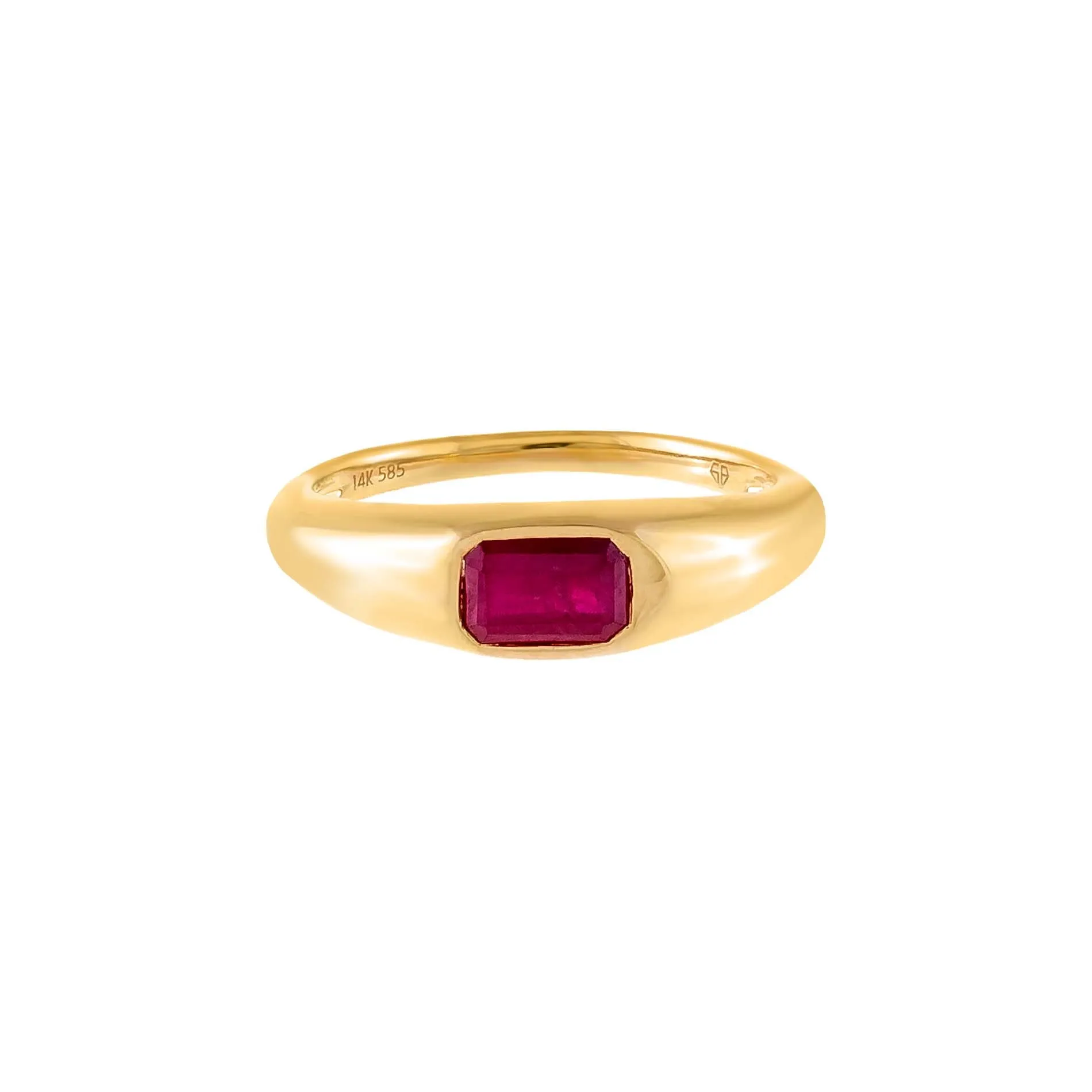Gemstone Baguette Dome Ring 14K