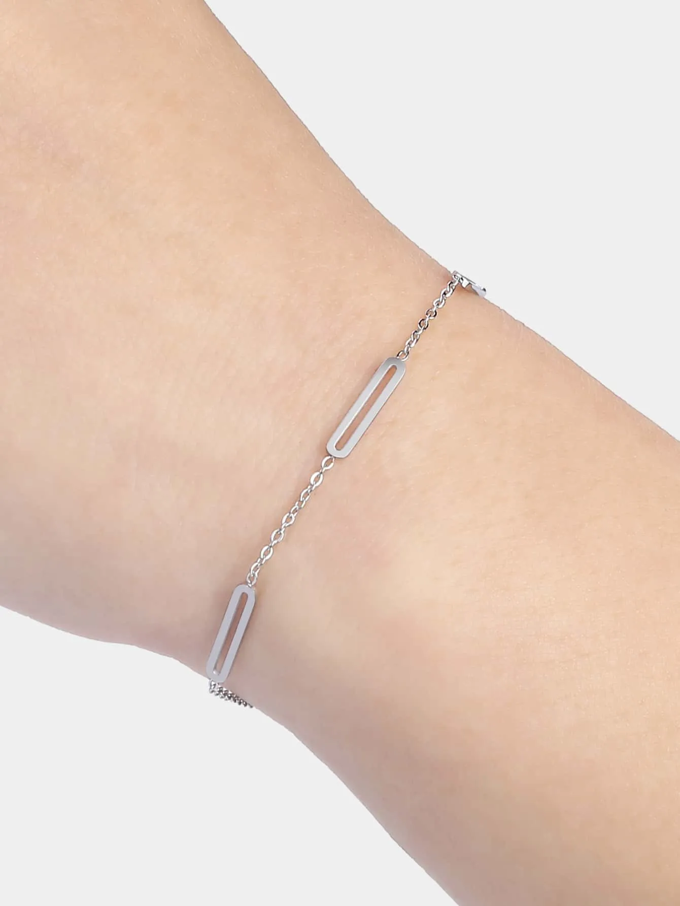 Geometric Decor Bracelet - Silver- FD ⚡