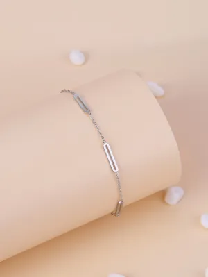 Geometric Decor Bracelet - Silver- FD ⚡