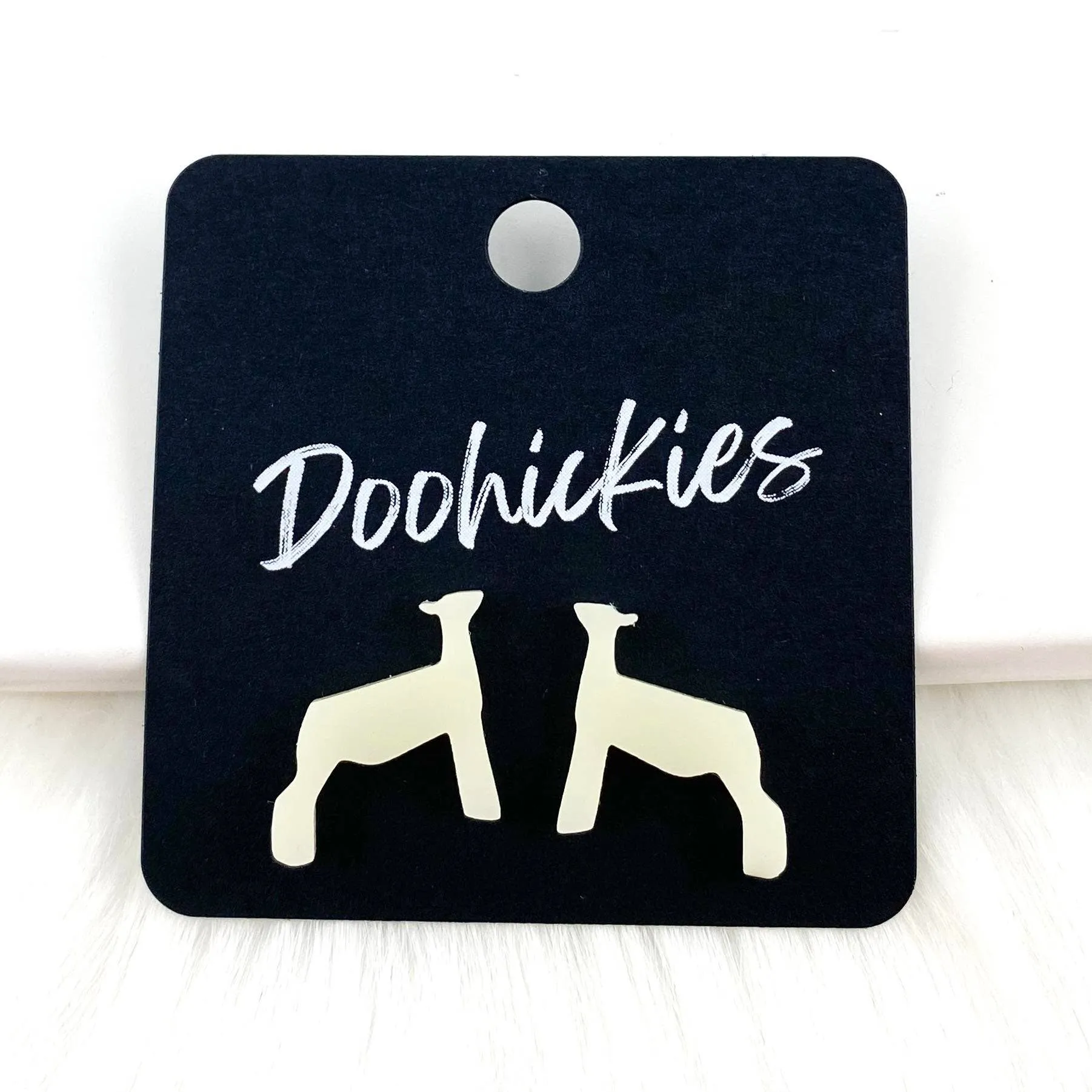 Goat Show Animal Studs -Western Earrings: White Goats Doohickie