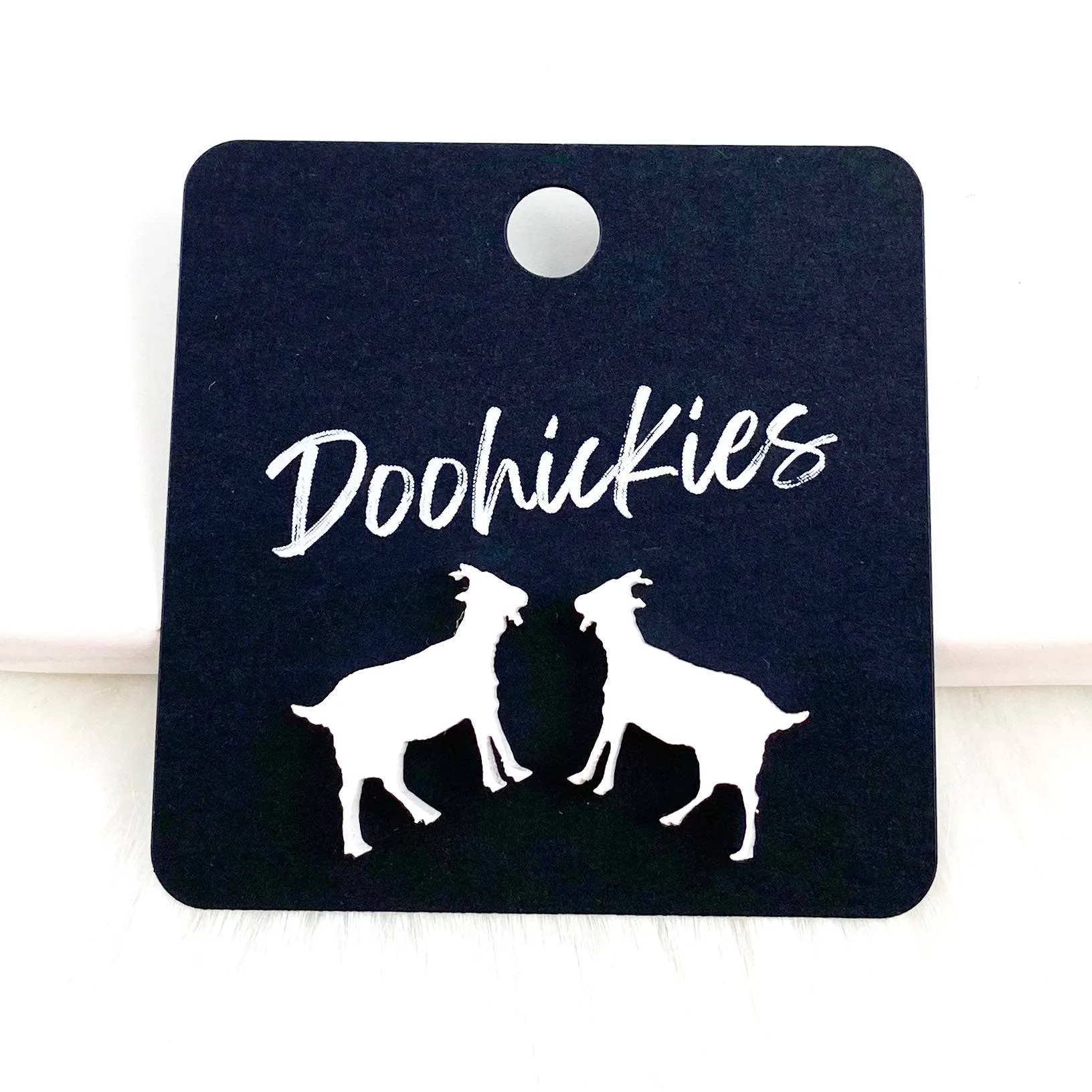 Goat Show Animal Studs -Western Earrings: White Goats Doohickie