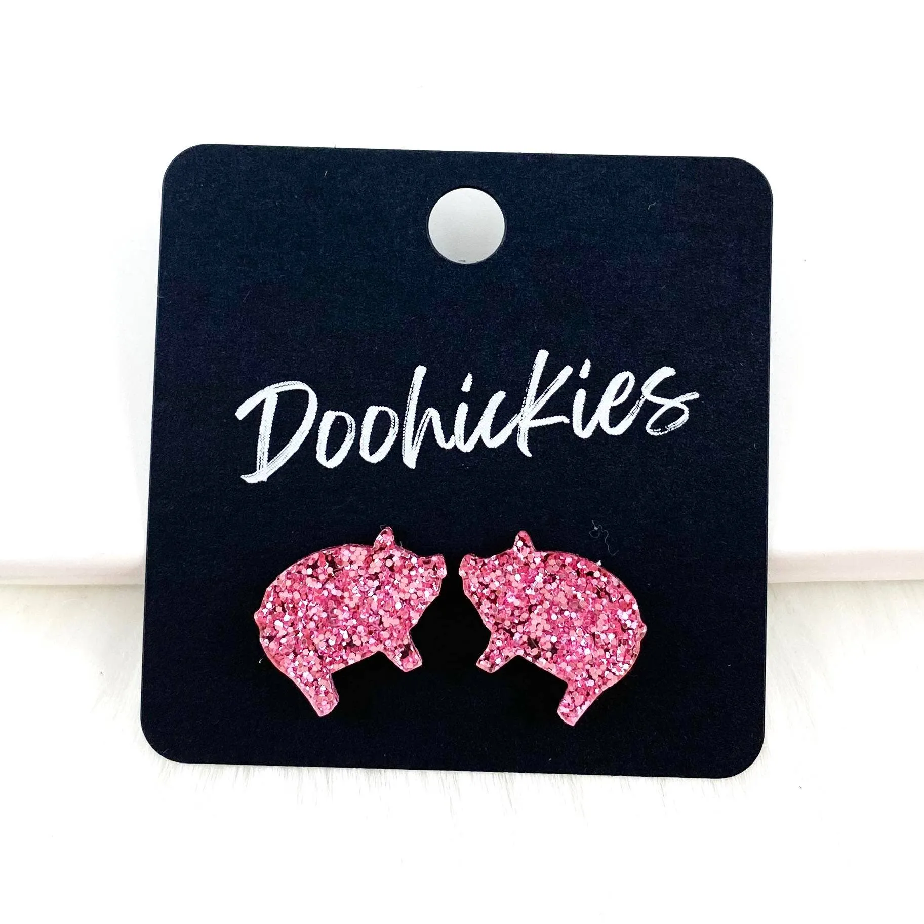 Goat Show Animal Studs -Western Earrings: White Goats Doohickie