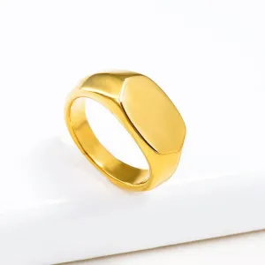 Gold Filled Love Heart Rings Chunky Hexagon Geometric Rings for Women