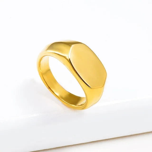 Gold Filled Love Heart Rings Chunky Hexagon Geometric Rings for Women