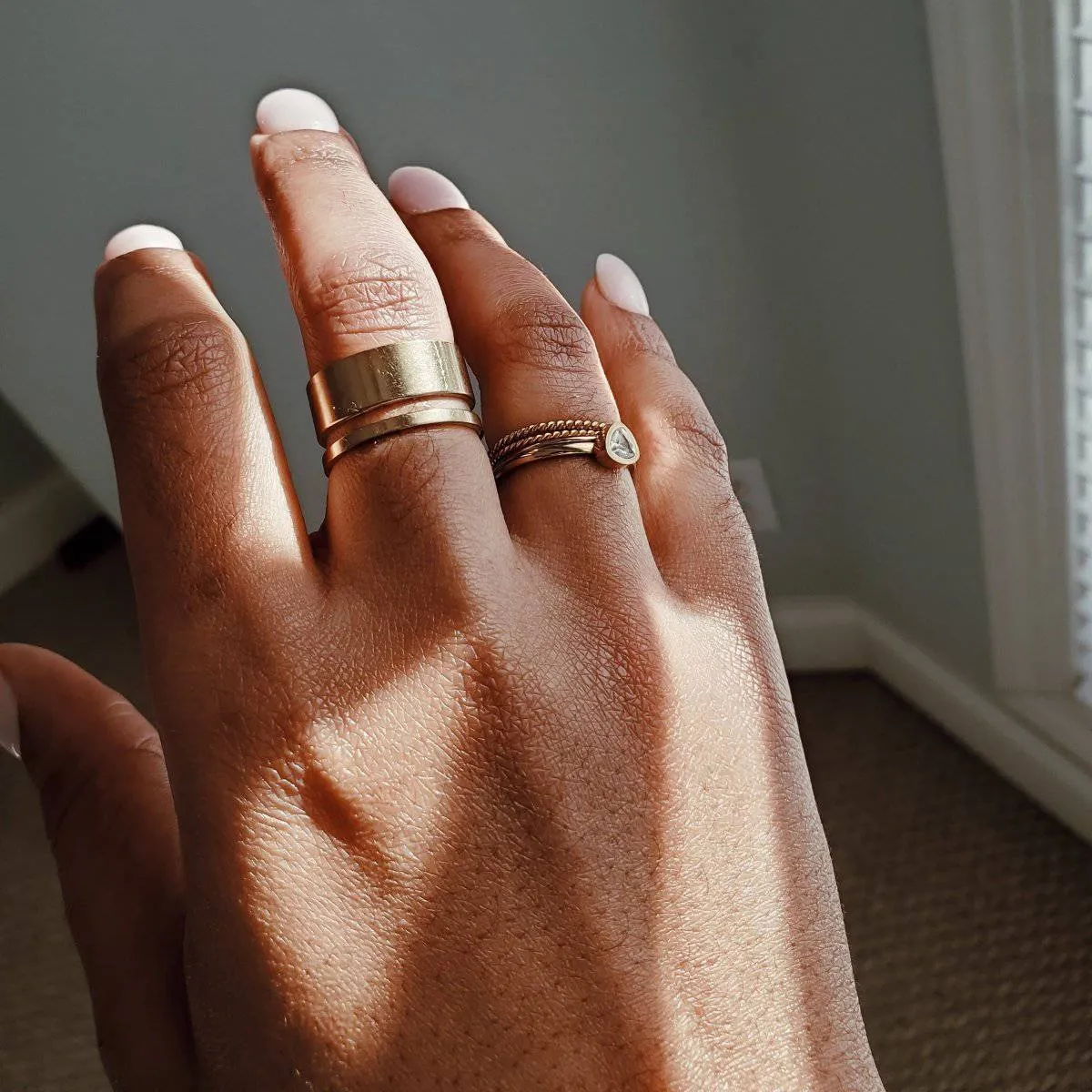 Gold Geo Wide Bar Ring