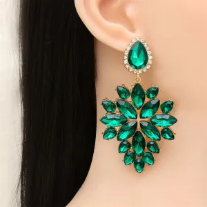 Green Cubic Zirconia & Crystal 18K Gold-Plated Ornate Drop Earrings