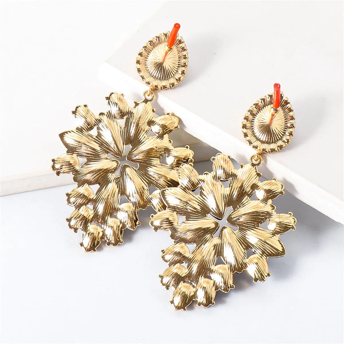 Green Cubic Zirconia & Crystal 18K Gold-Plated Ornate Drop Earrings