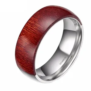 Half Wood Inlay Men's Titanium Wedding Band