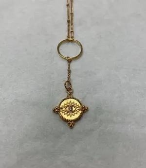 Handcrafted Evil Eye Drop Coin - Ornate Gold Plated