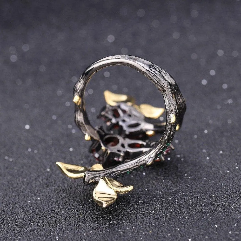 Handmade Adjustable 1.81Ct Natural Garnet Branch Rings