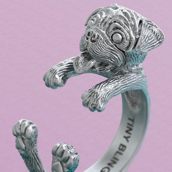 Happy Pug Jewelry Cuddle Wrap Ring