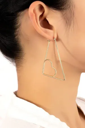 Heart Within Trapezoid Hoop Earrings
