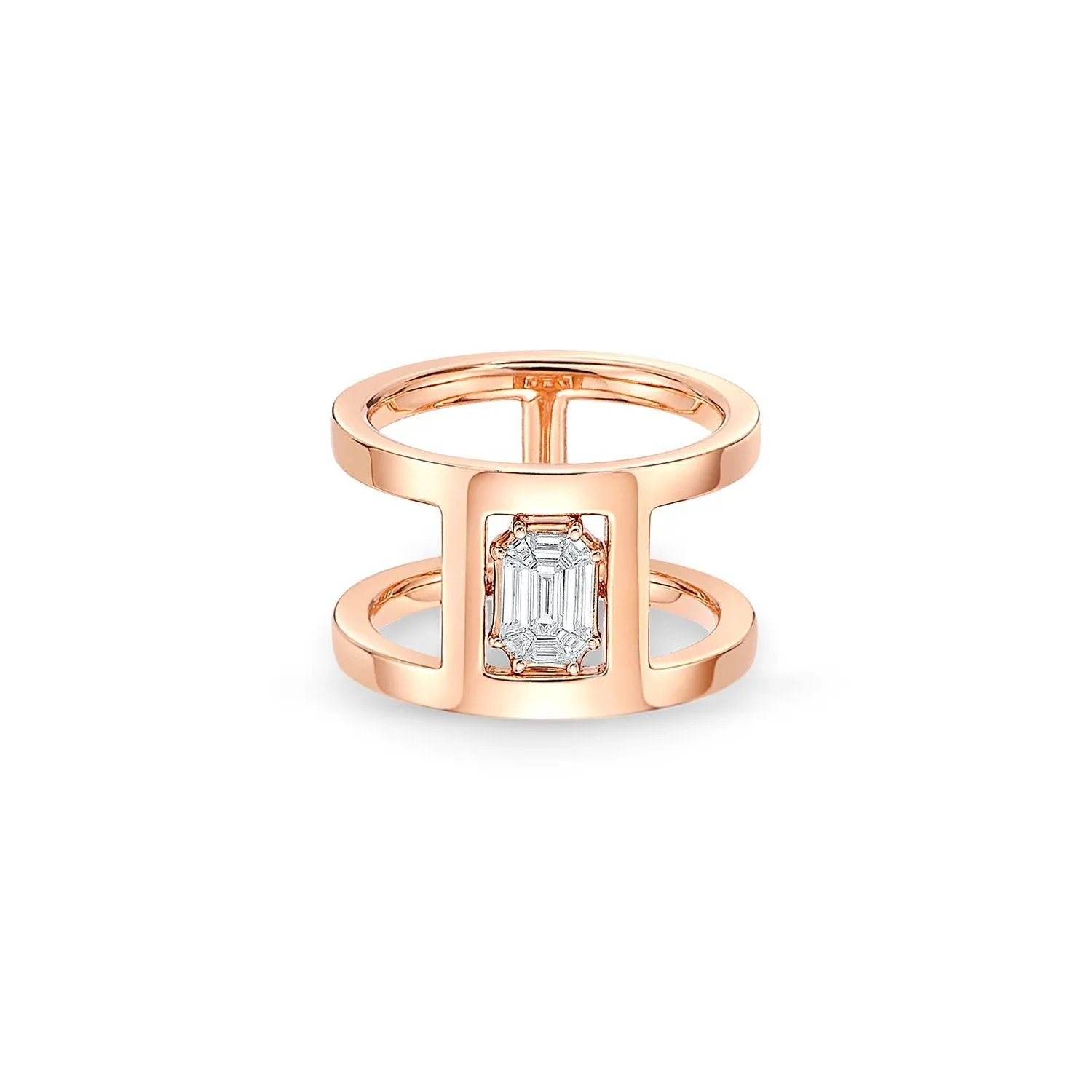 Illusion Diamond Tube Pinky Ring