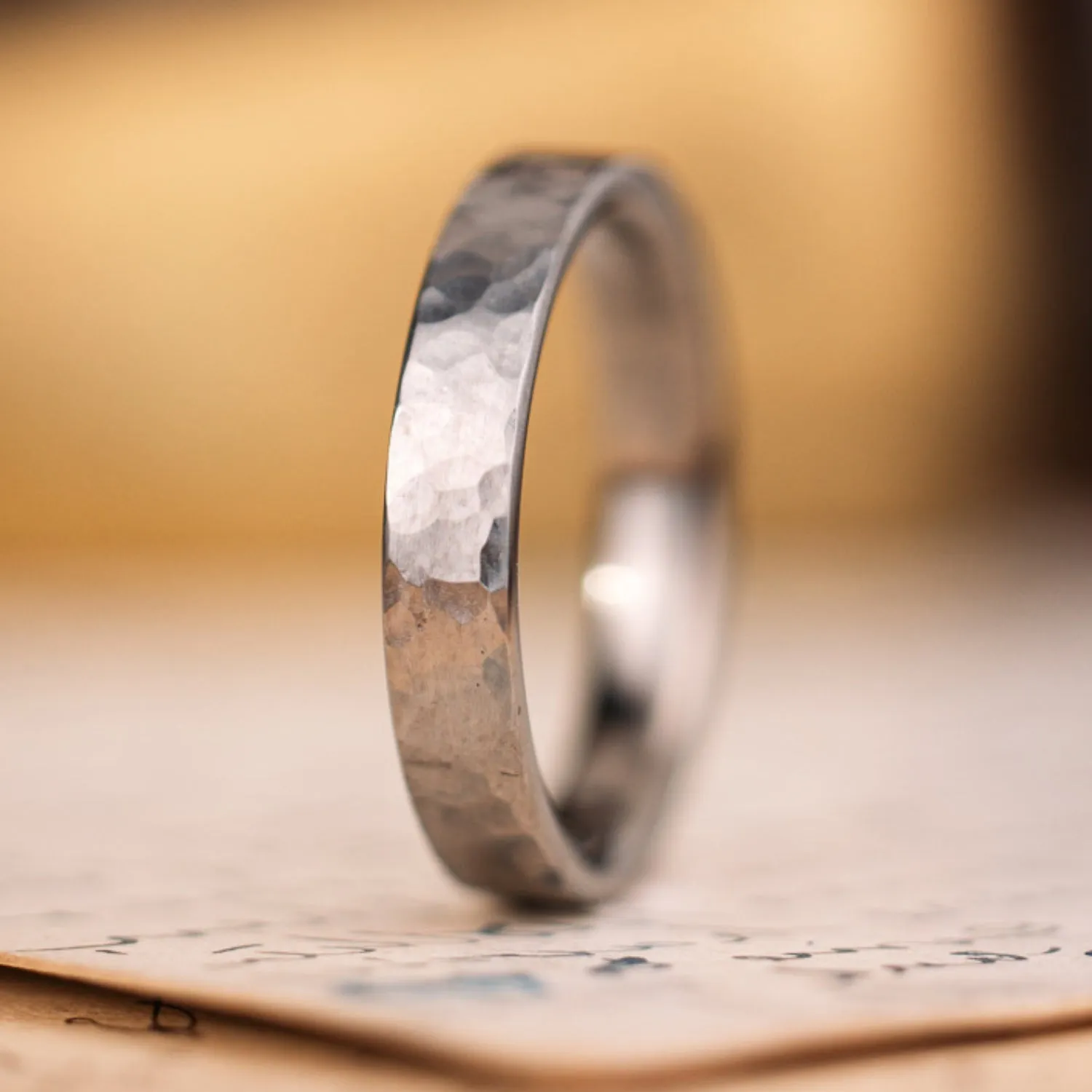 (In-Stock) The Arche | Hammered Titanium Ring - Size 8.25 | 4mm Wide
