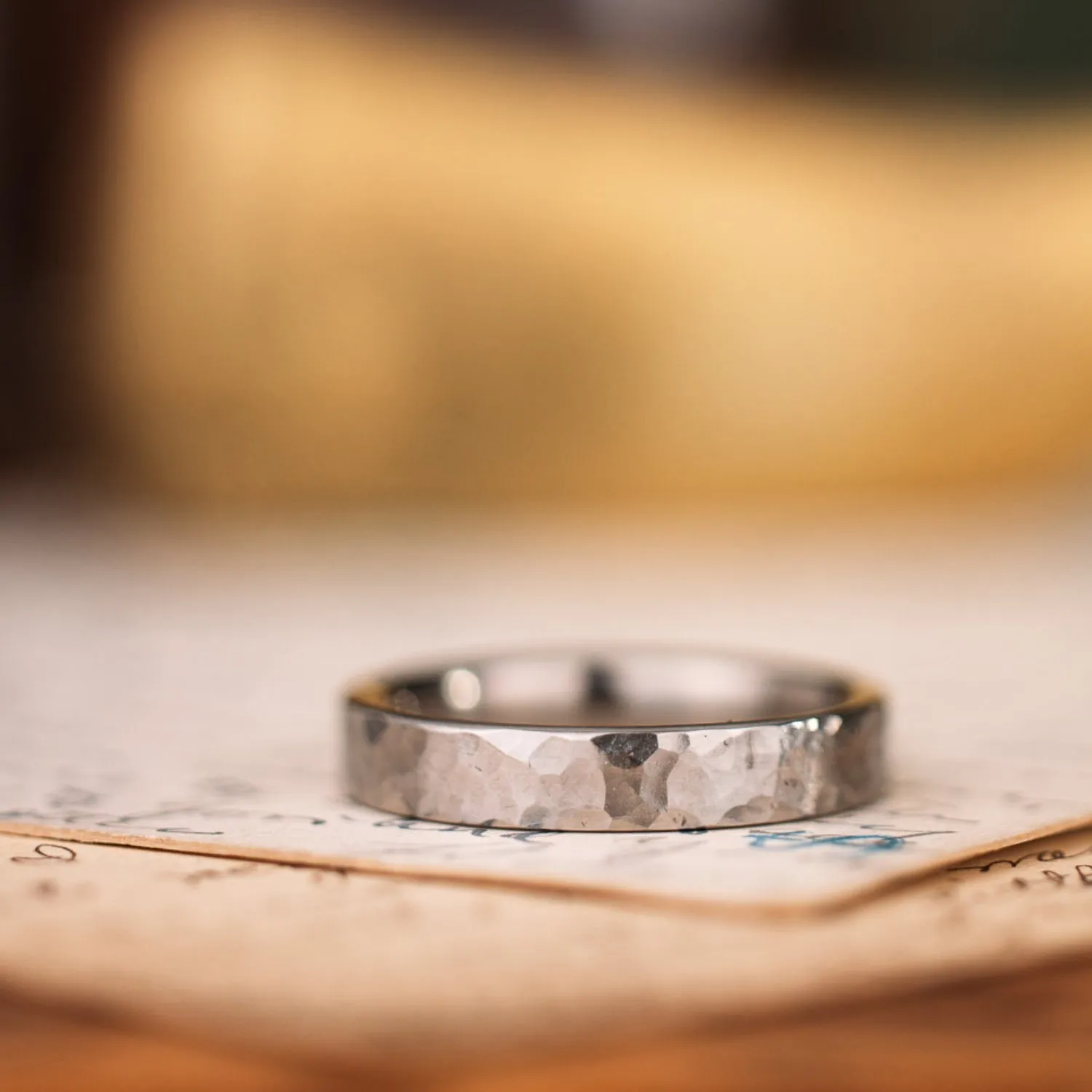(In-Stock) The Arche | Hammered Titanium Ring - Size 8.25 | 4mm Wide