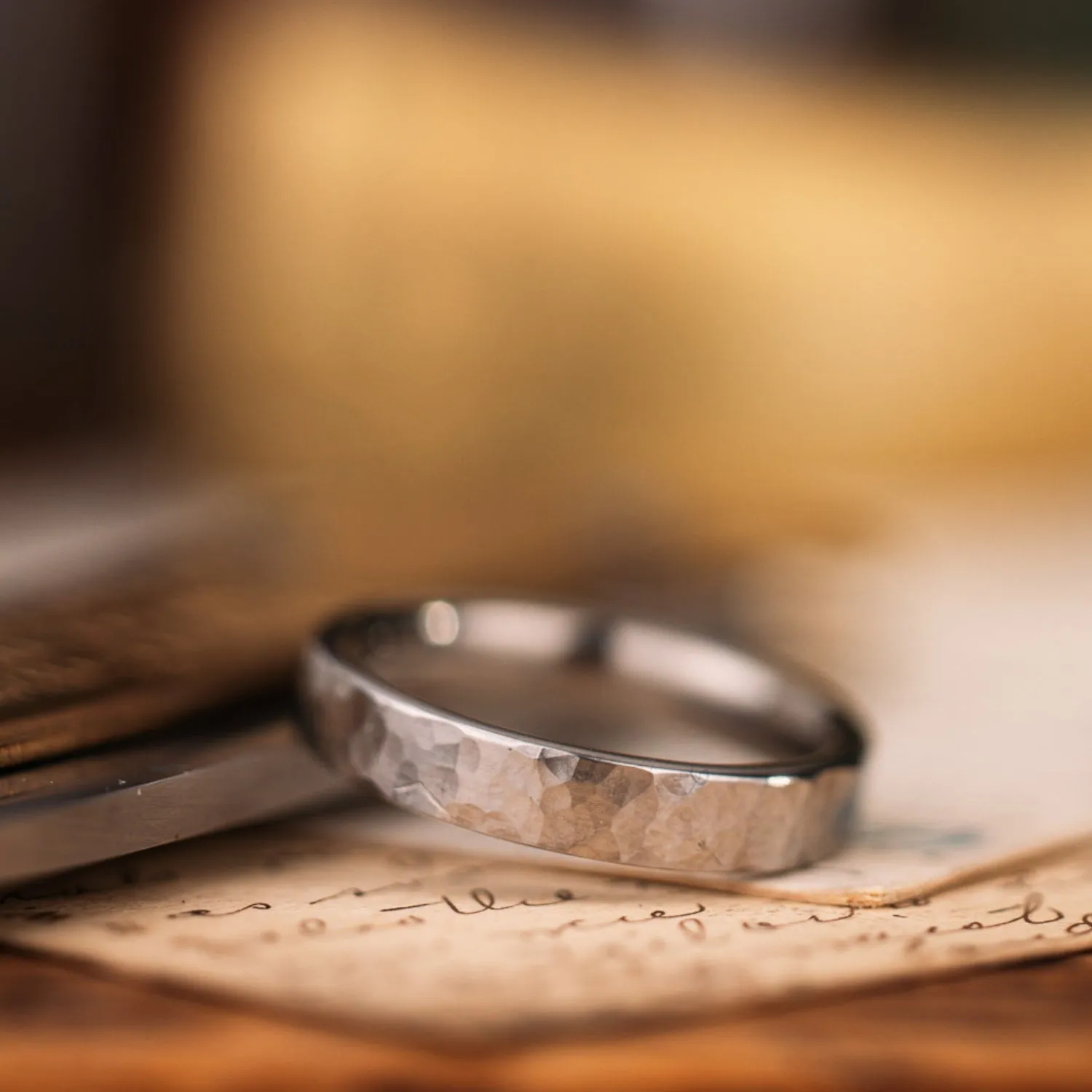 (In-Stock) The Arche | Hammered Titanium Ring - Size 8.25 | 4mm Wide