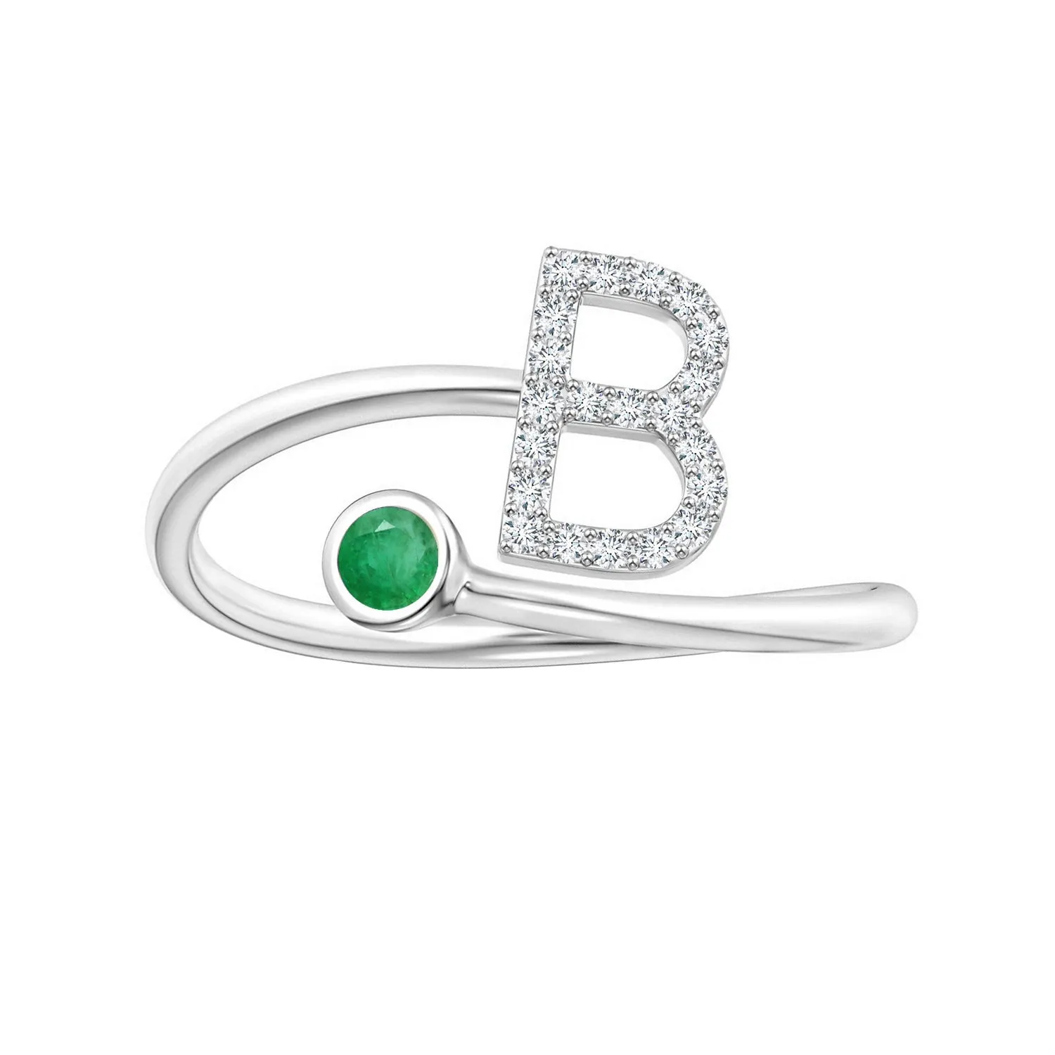 Initials Emerald Alphabet Ring