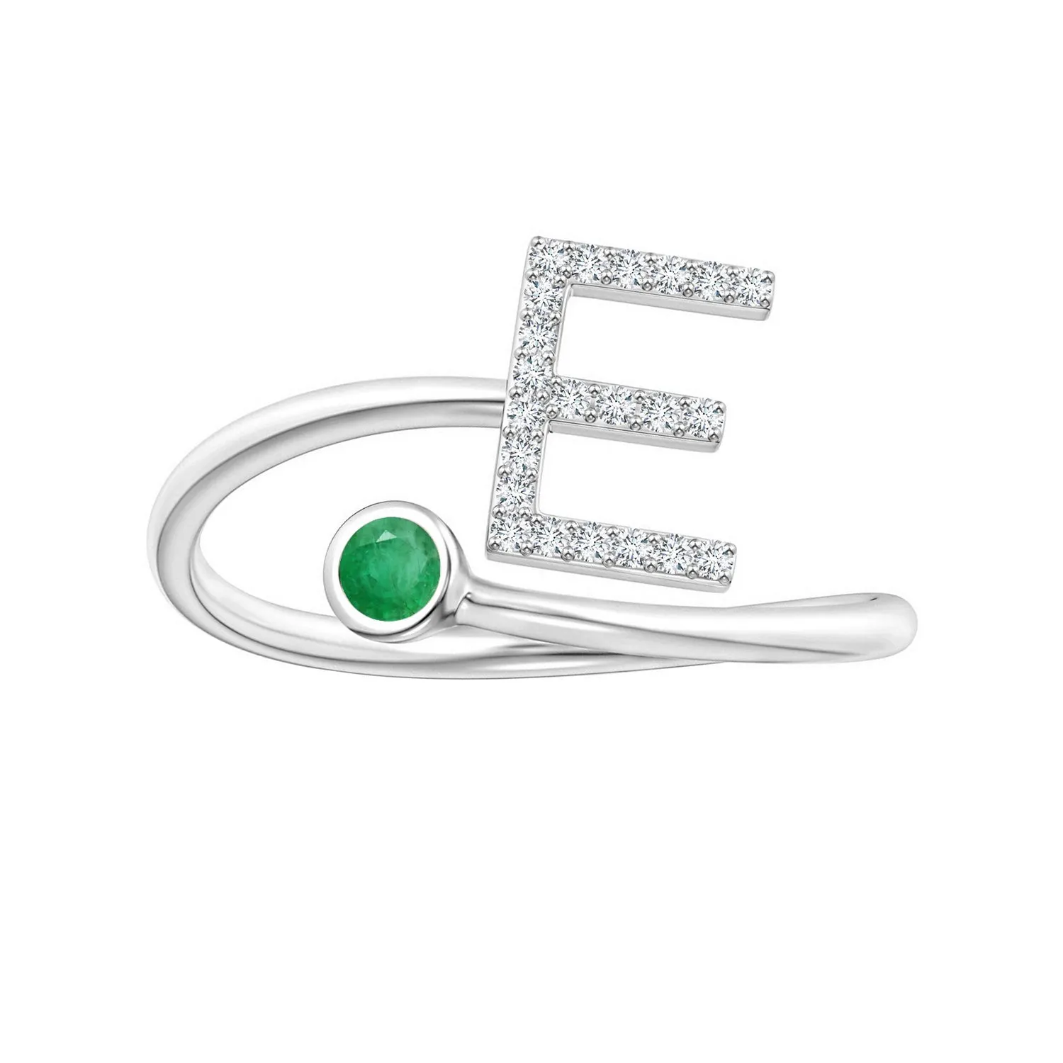 Initials Emerald Alphabet Ring