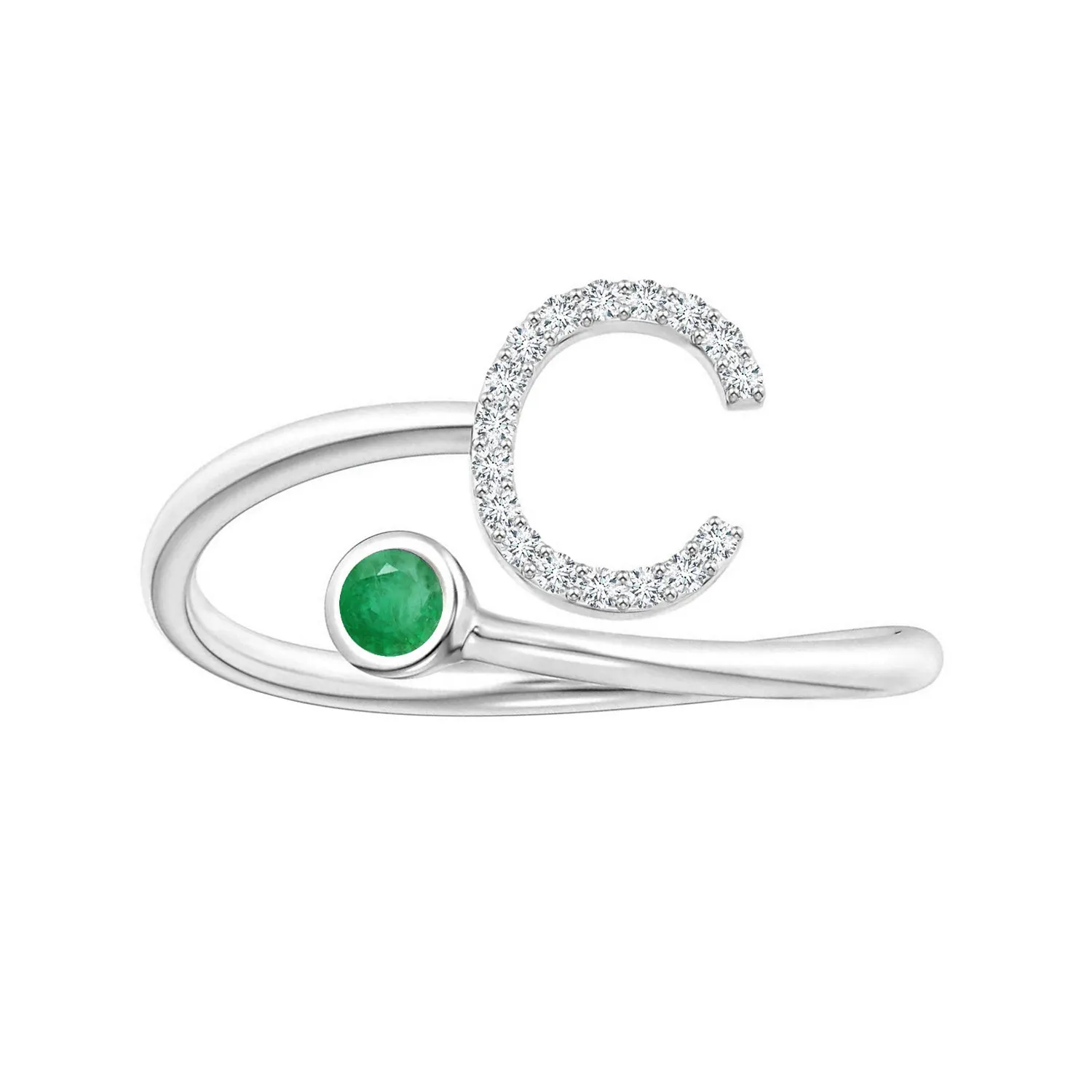 Initials Emerald Alphabet Ring