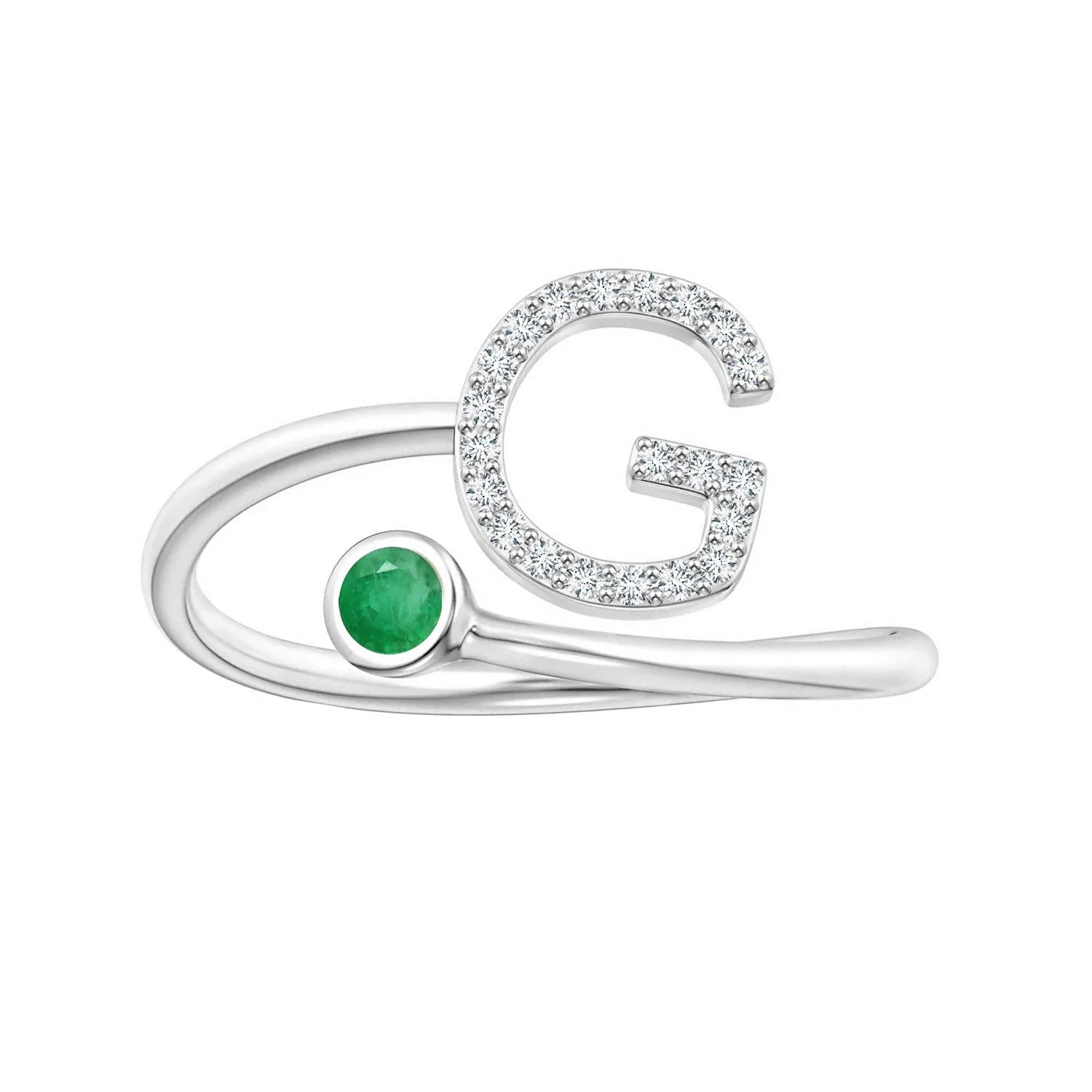 Initials Emerald Alphabet Ring