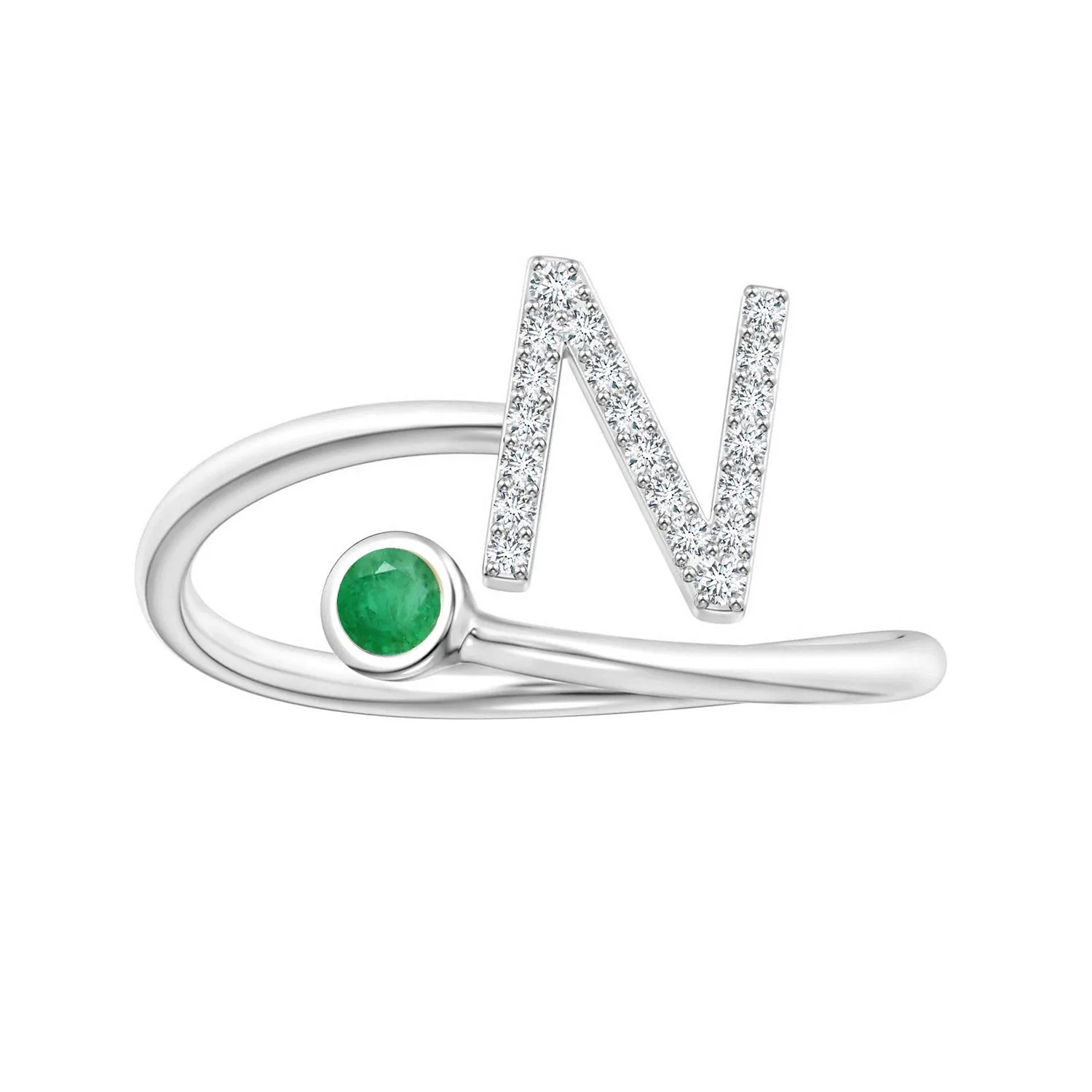 Initials Emerald Alphabet Ring