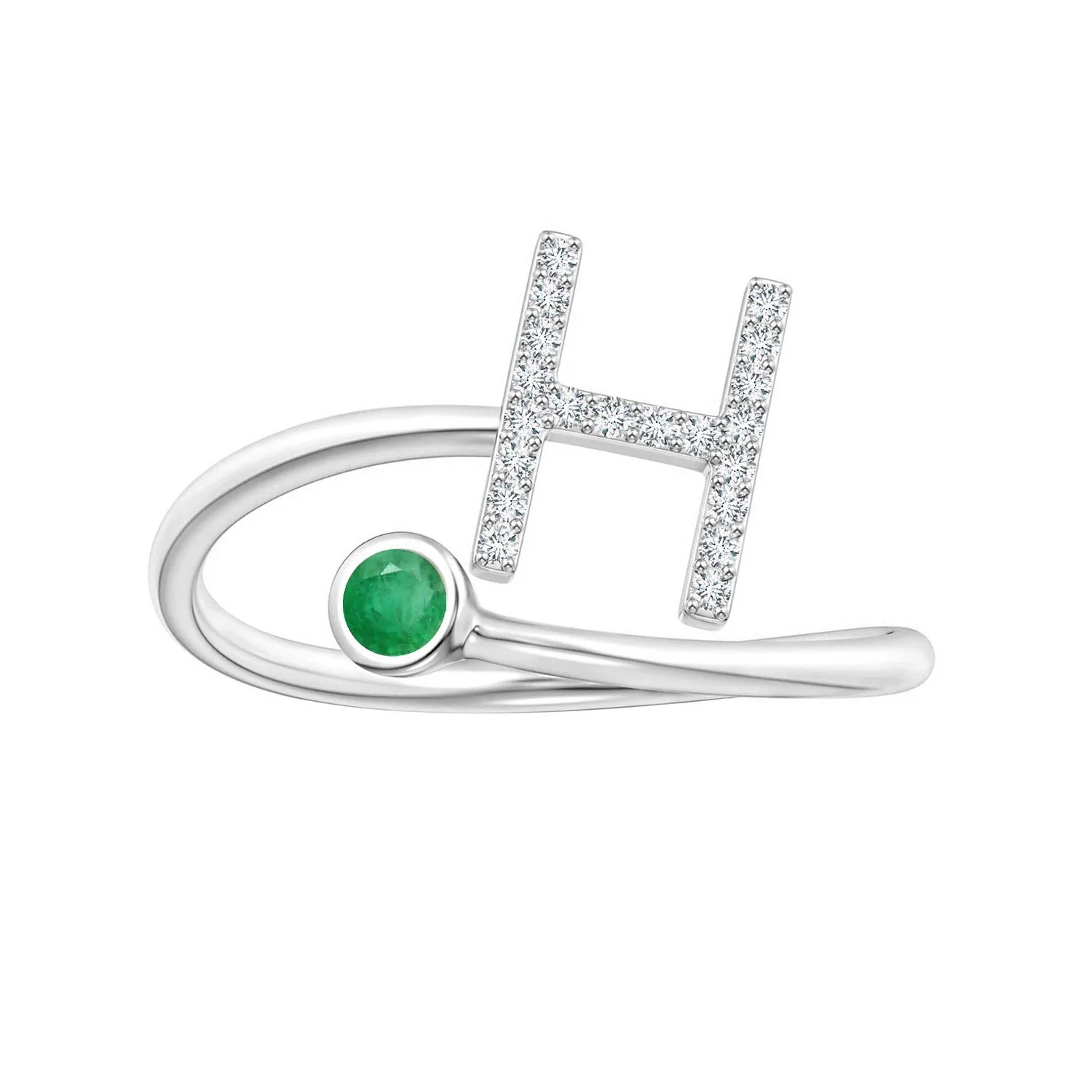 Initials Emerald Alphabet Ring