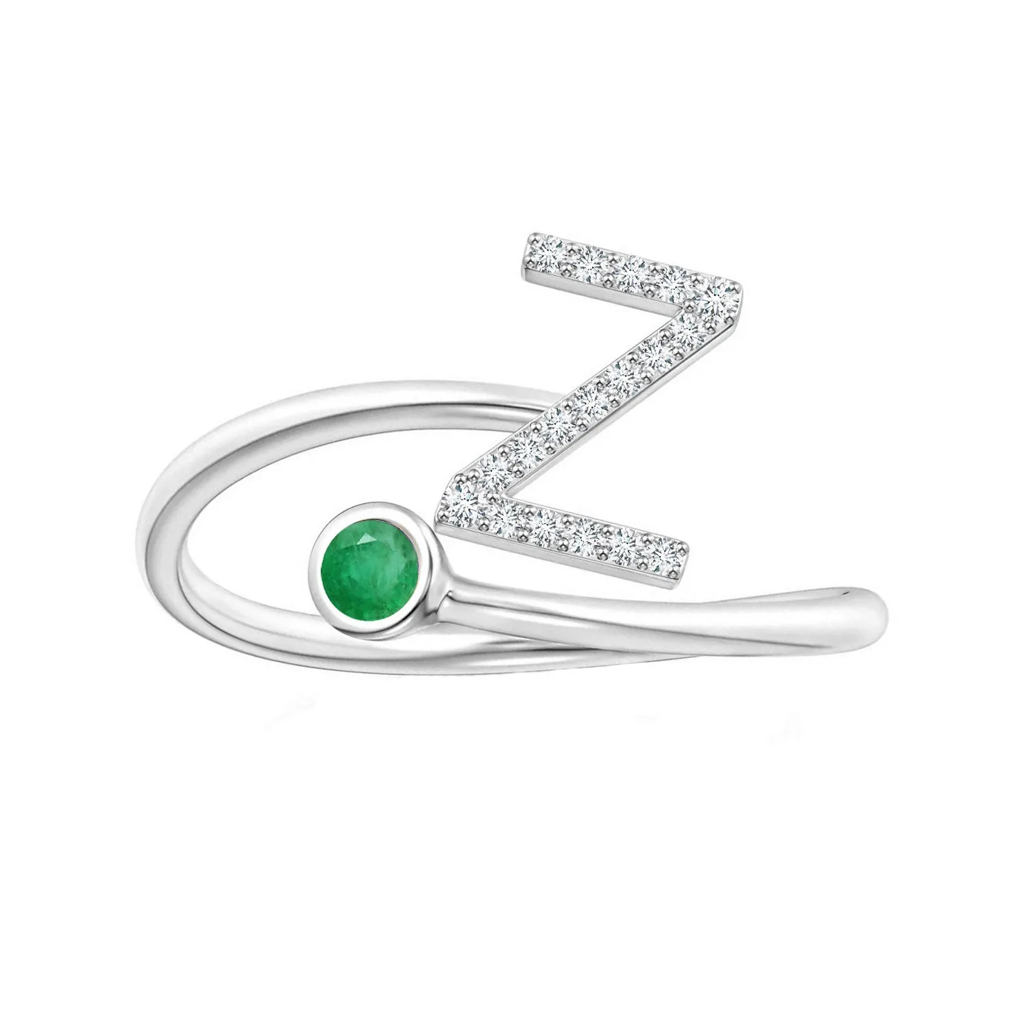 Initials Emerald Alphabet Ring