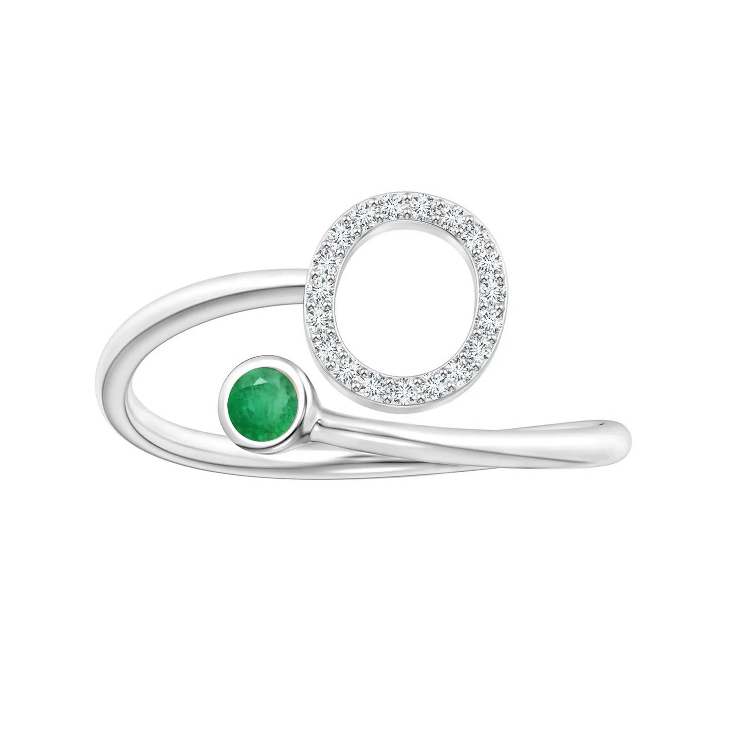 Initials Emerald Alphabet Ring