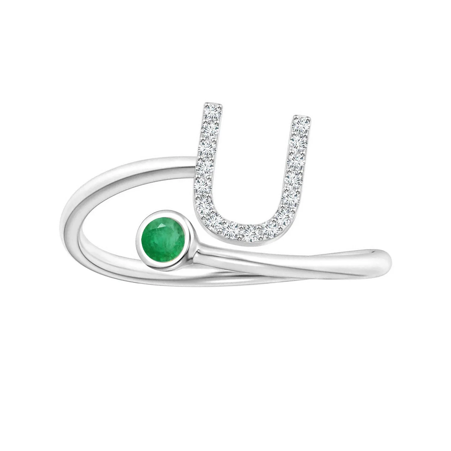 Initials Emerald Alphabet Ring