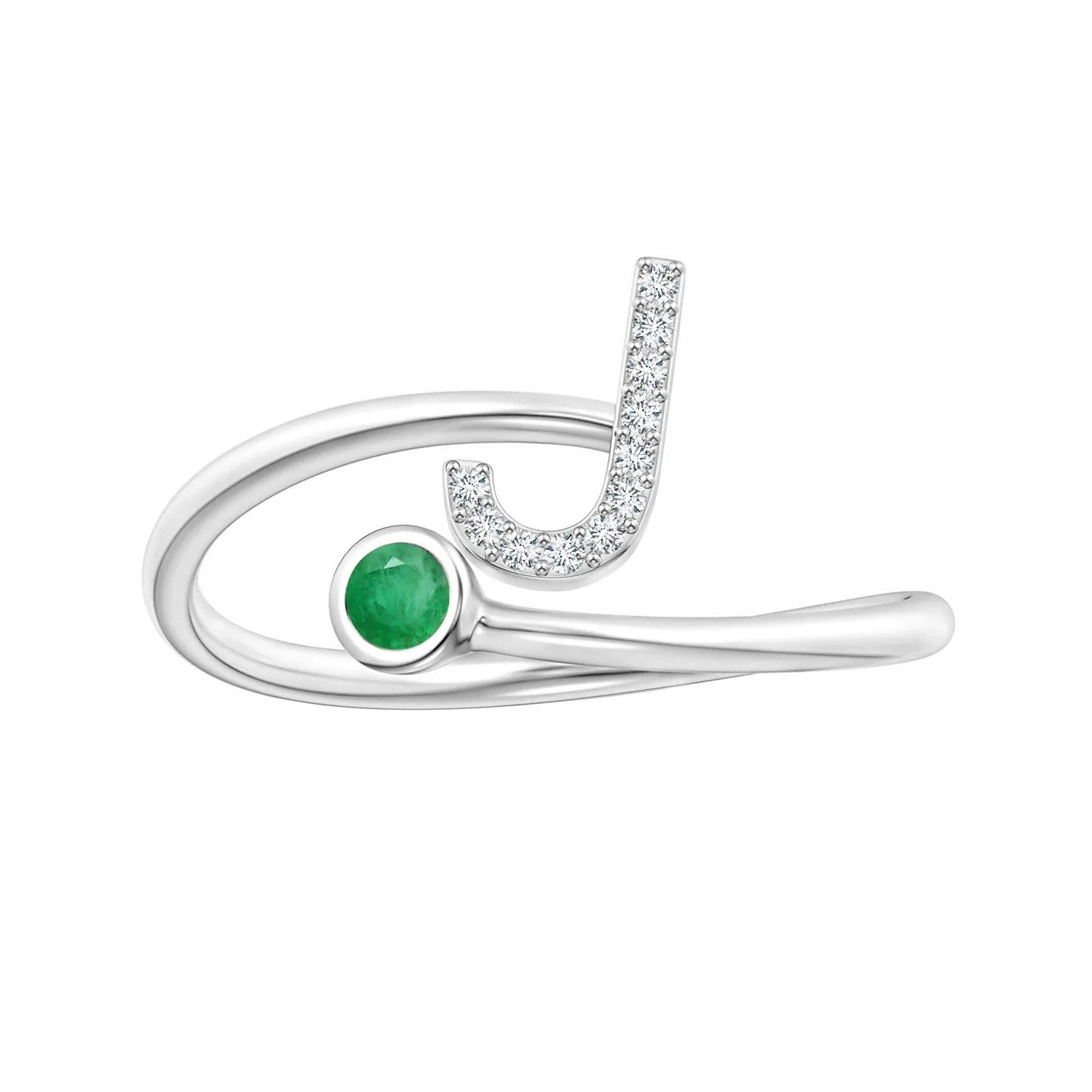 Initials Emerald Alphabet Ring
