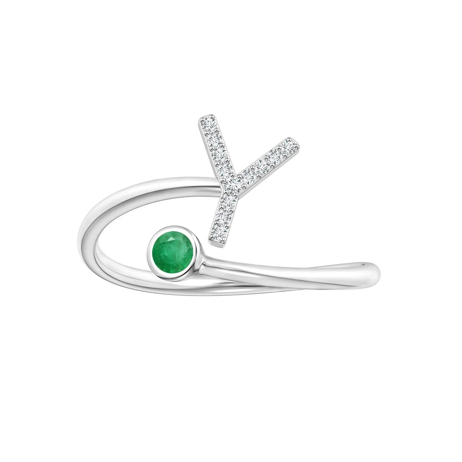 Initials Emerald Alphabet Ring